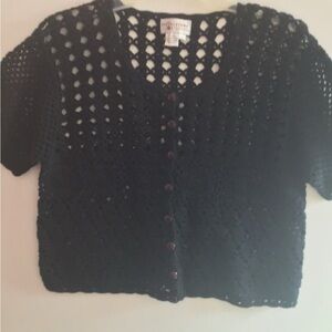 Chic Black Crocheted Cardigan